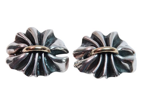 Georg Jensen 
Large ear clips - silver and gold