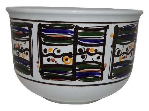 Royal Copenhagen art pottery
Unique round bowl with blue, green and yellow decoration