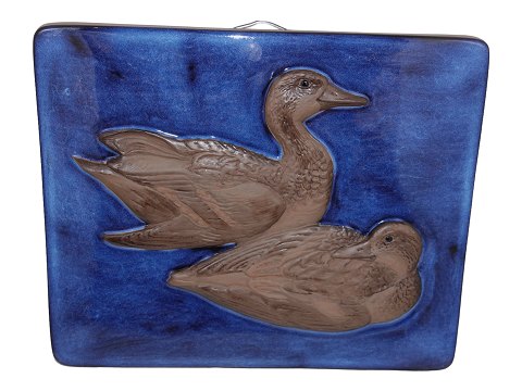Royal Copenhagen art pottery 
Blue Relief with two ducks