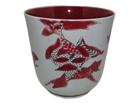 Royal Copenhagen art pottery
Unique red and white flowerpot from 1950