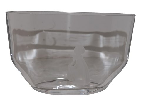 Orrefors 
Oval kunstglas vase med pige der kigger på månen