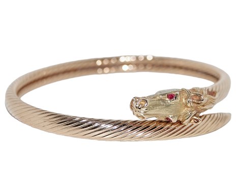 Georg Jensen 
18 carat gold bracelet with two rubies and shaped as a horse