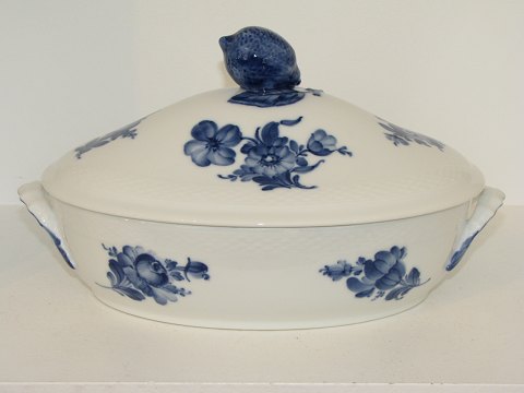 Blå Blomst FlettetOval skål med låg