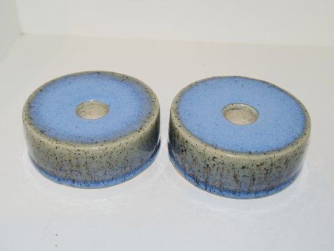 Conny Walther art pottery 
Two blue candle light holders