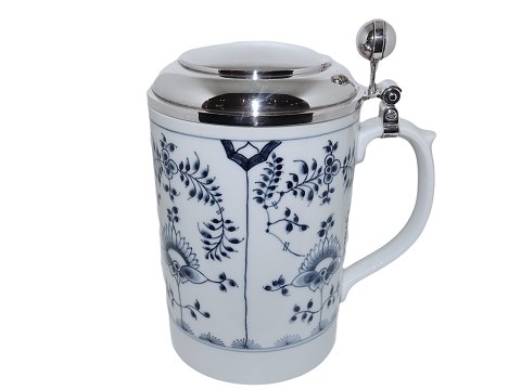 Musselmalet RifletSjældent krus i overstørrelse monteret med sterlingsølv låg