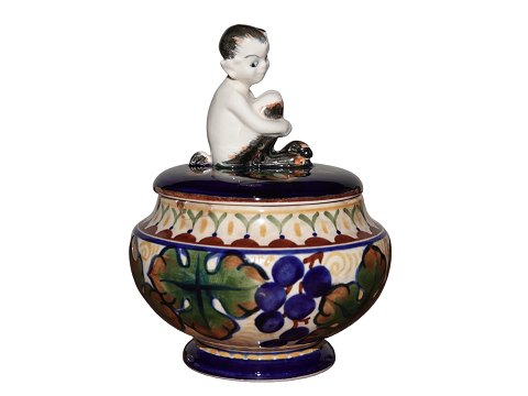 Aluminia 
Lidded bowl with faun figurine