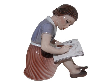 Dahl Jensen figurineGirl drawing in a book