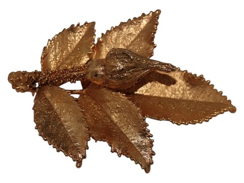 Flora Danica
Stor forgyldt blad broche