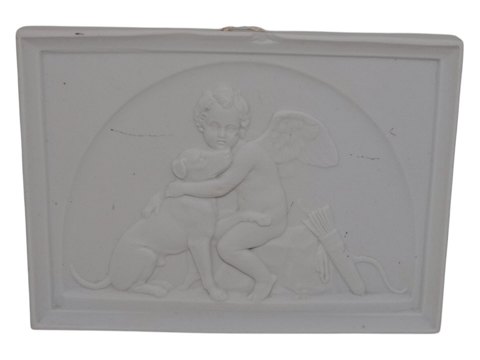 Royal Copenhagen 
Thorvaldsen parian square plate
"Cupid and dog"