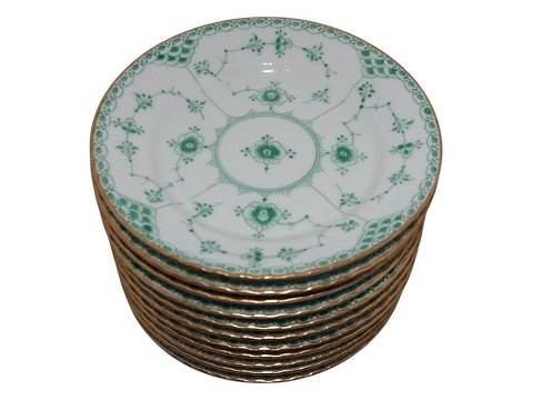 Grøn Musselmalet Halvblonde med guldkant
Kagetallerken 15,2 cm. fra 1898-1923