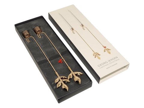 Georg Jensen Julepynt
To lysholdere Magnolia blad og blad med bær fra 2016