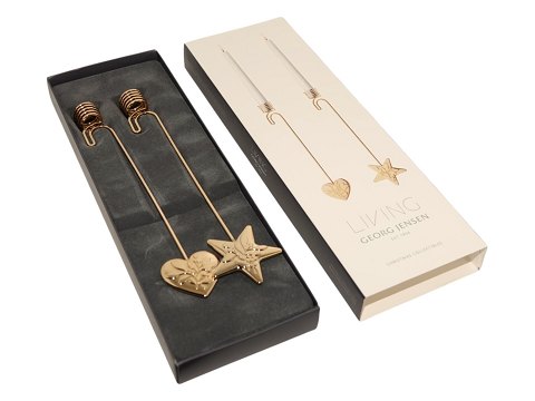 Georg Jensen Julepynt
To lysholdere Hjerte og Stjerne forenet med mistelten