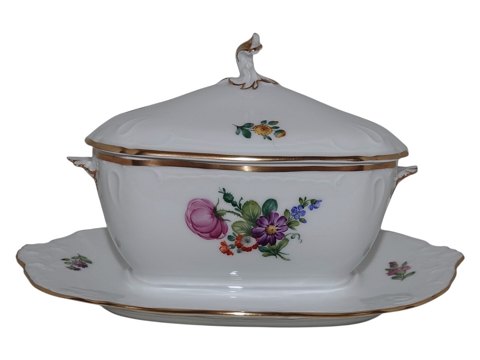 Let Saksisk BlomstSjælden firkantet sovseskål med låg