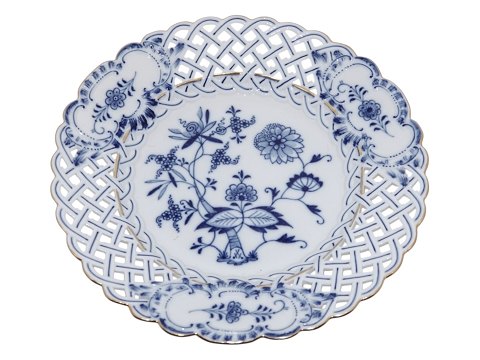 MeissenBlue Onion tallerken med dobbeltblonde og guldkant