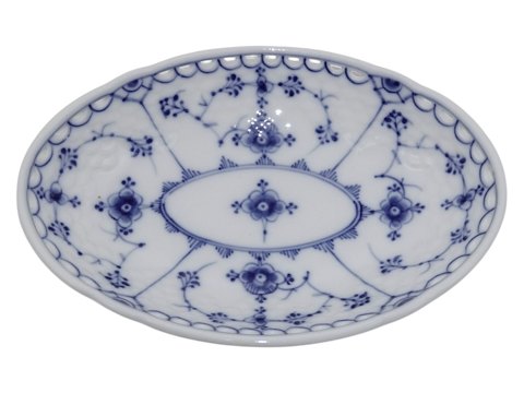 BlåmaletMini fad med blondekant 18 cm.