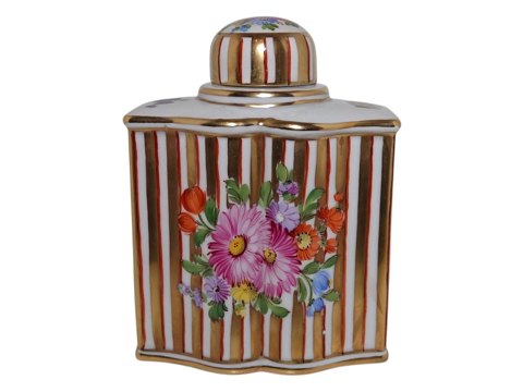 Dresden porcelænTedåse med Saksisk Blomst dekoration