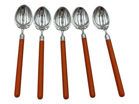 Hans Hansen Amalie10 kaffeskeer med orange emalje i originale kasser