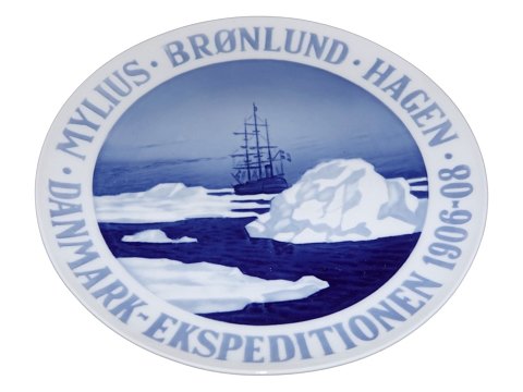 Porsgrund Norway Large commemorative plate - Mylius Brønlund Hagen Danmarks Ekspeditionen 1906-1908