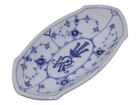Blåmalet HotelporcelænLille asiet med logo 19,2 cm.