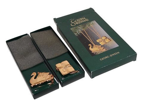 Georg Jensen Golden ChristmasOrnament - Swan and Gift 2000