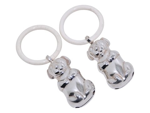 SølvpletBaby rangle i form af hund