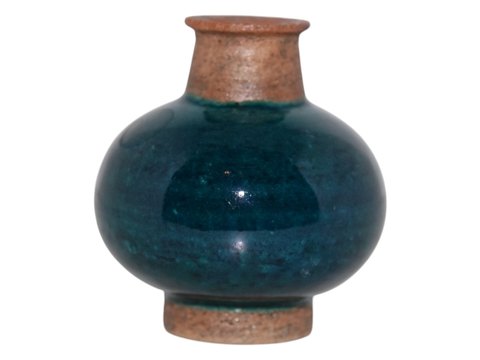 Bing & Grøndahl keramikMiniature vase med blågrøn glasur