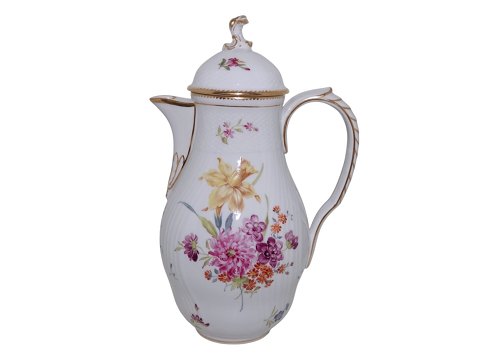 Fuld Saksisk BlomstSjælden kaffekande fra ca. 1850-1860