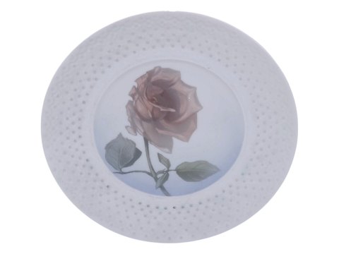 Royal Copenhagen Art Nouveau luncheon plate with rose on dotted form from 1898-1923