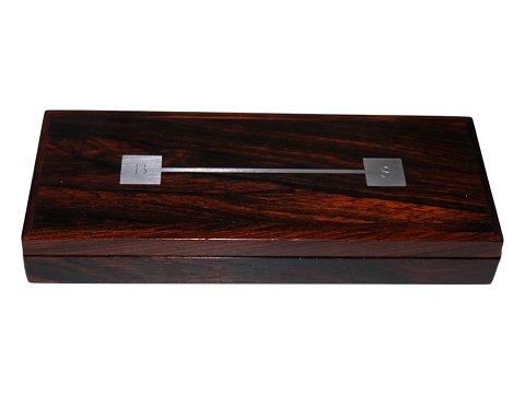 Hans HansenPalisander æske med indlagt sølv fra ca 1960-1970