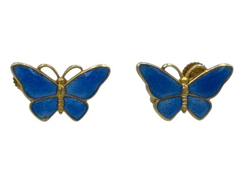 Sterling SilverBlue Enamel Butterfly earring from 1960-1970