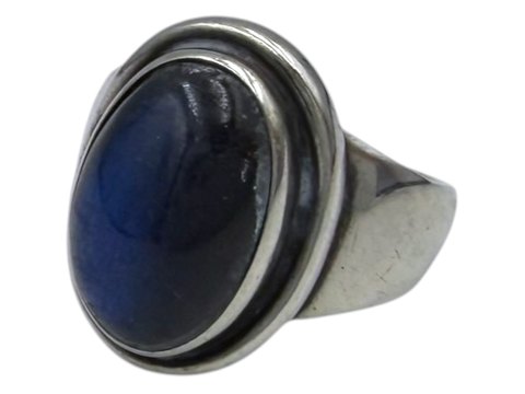 Georg Jensen silverRing with blue labradorite stone - Size 54
