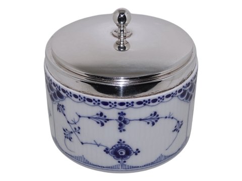 Blue Fluted Half LaceRare lidded bowl with silver plate from 1890-1905