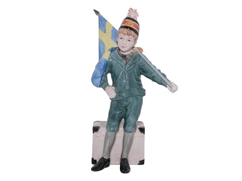 Royal Copenhagen figurineBoy with Swedish flag in original wooden box