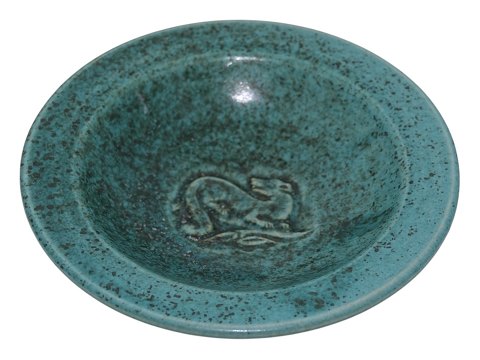 SaxboBowl with green glaze and monkey motif
