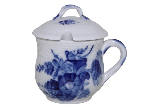 Blue Flower CurvedLidded mustard jar