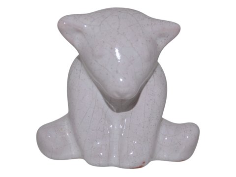 Hjorth keramik miniature figurHvid bjørneunge der sidder