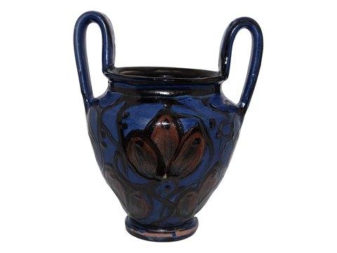 Kähler keramikBlå vase med to høje hanke fra ca. 1920-1930