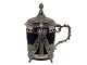 English silver 
Large marmelade jar with blue glass from around 
1900