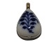 Blue Fluted pendant with sterling silver mounting