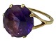 Herman Siersbol 14-carat goldRing with large amethyst stone - Size 62