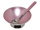 Danish Sterling silverSmall salt jar and spoon with pink enamel