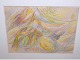 Erik OrtvadOil-chalk painting with abstract shapes in warm colors from 1947