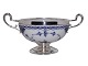 Blue Fluted Half LaceSugar bowl with silver plate stand and handles from 1890-1905