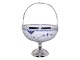 Blue Fluted Half LaceBowl for strawberies with silver plate stand and handles from 1890-1905