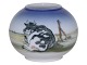 Royal CopenhagenSmall unique vase with black and white cow lying in field